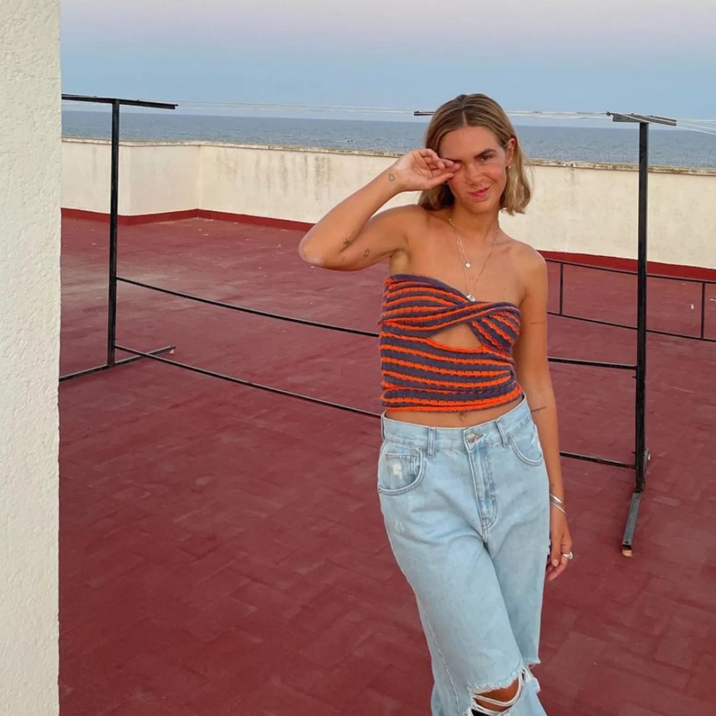 Rainbow Striped Tube Top