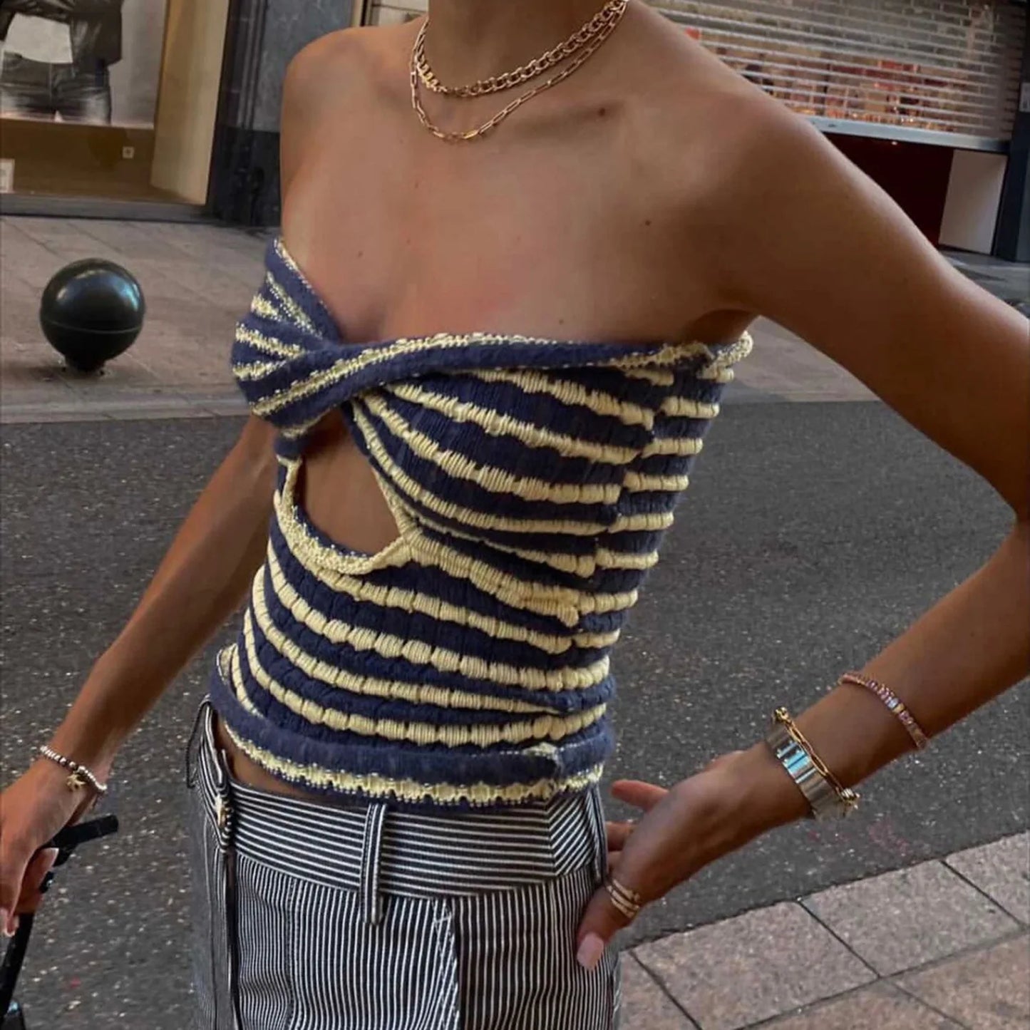 Rainbow Striped Tube Top