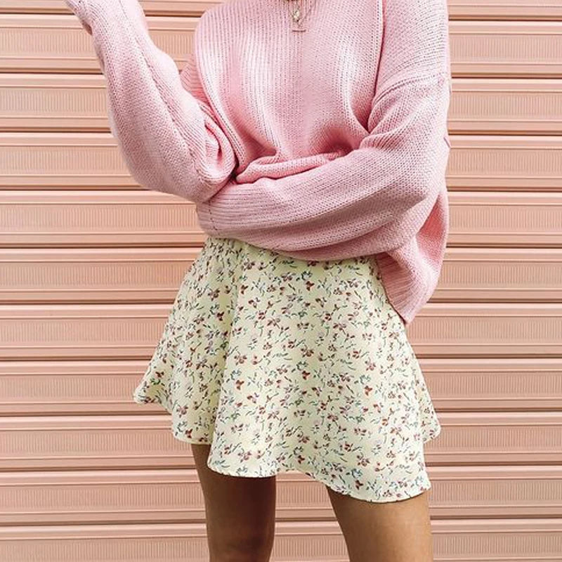 High-Waist Umbrella Floral Skirt
