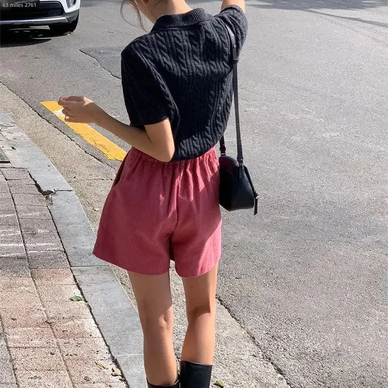 High-Waist Corduroy Short
