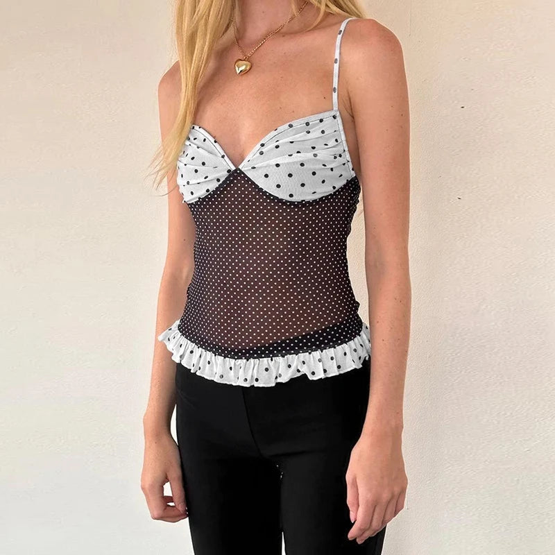 Polka Dot Spaghetti Strap Top