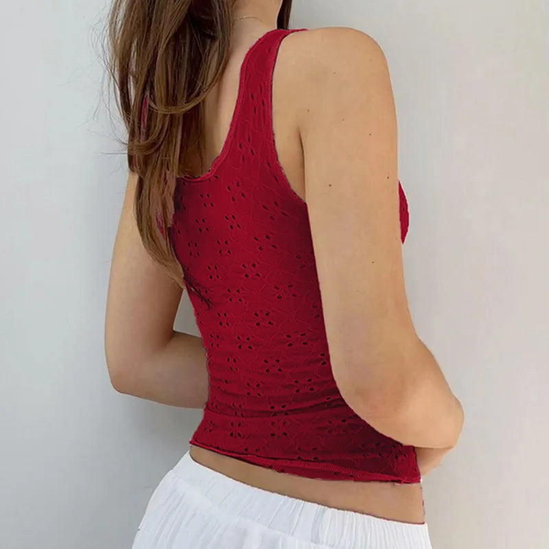 Knitted Sleeveless Lace-Up Top