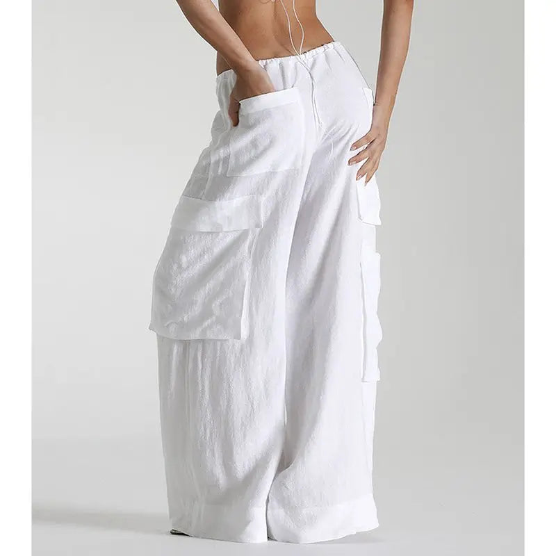Drawstring Belt Loose Fit Pants