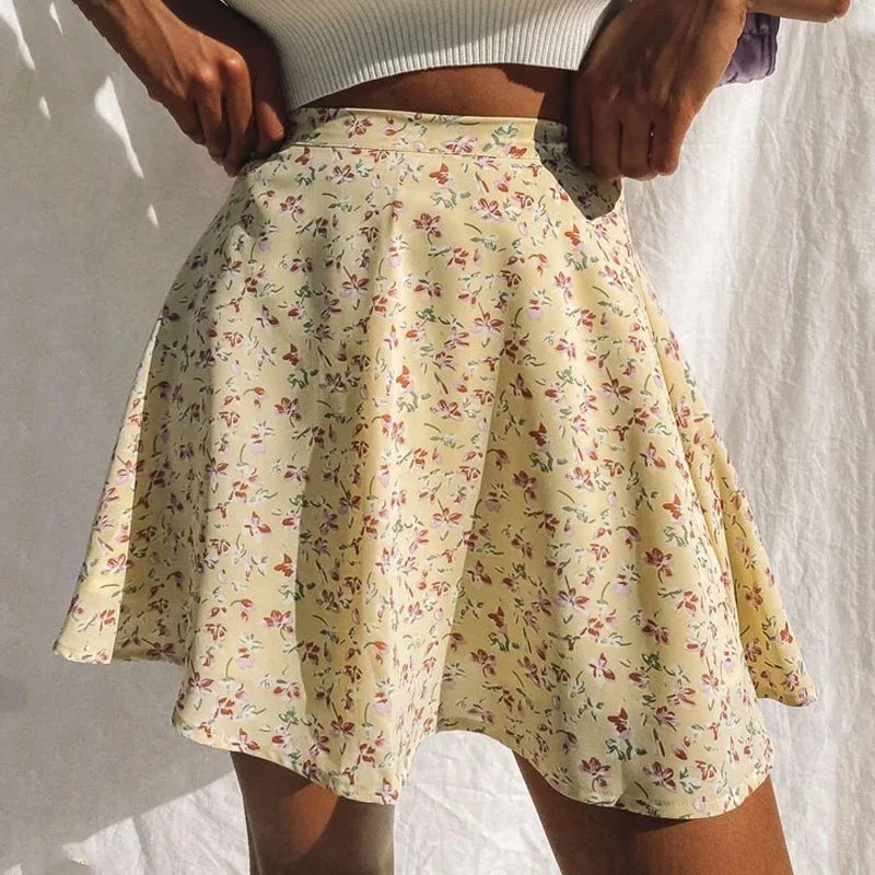 High-Waist Umbrella Floral Skirt