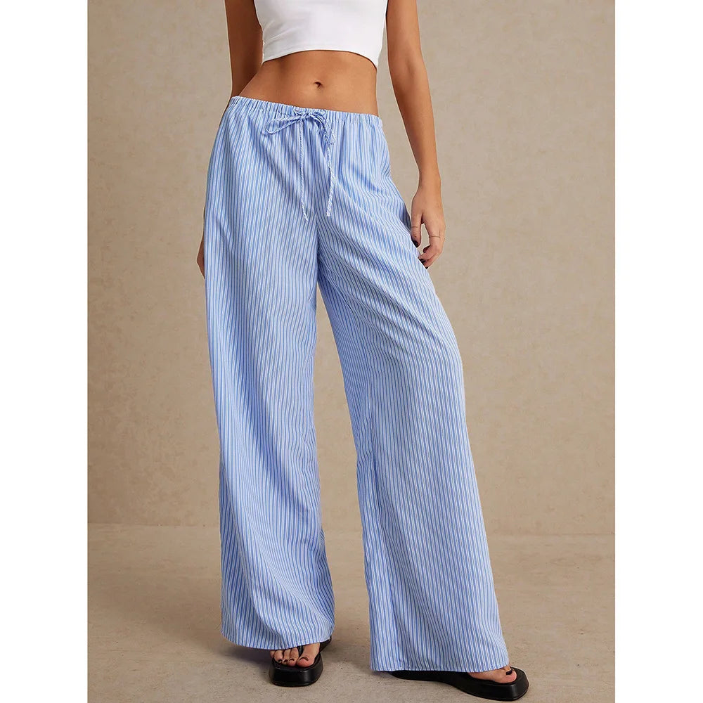 Blue Wide Leg Pull-On Pants