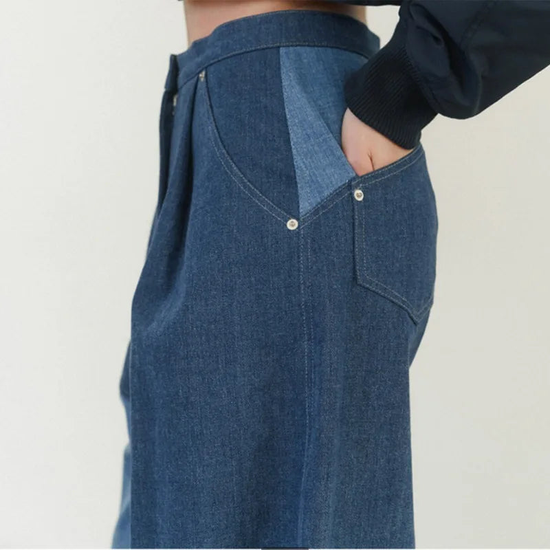 Contrast Split Baggy Jeans