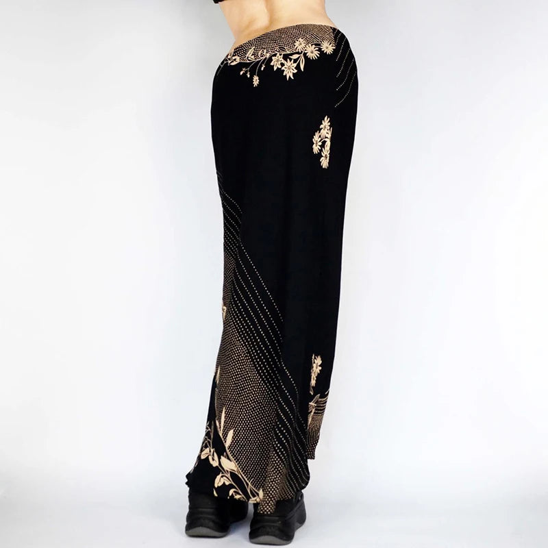 Low-Rise Retro Floral Print Skirt