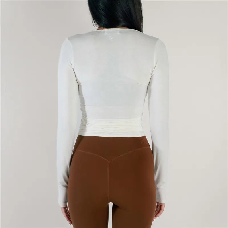 V-Neck Long-Sleeve Wrap Top