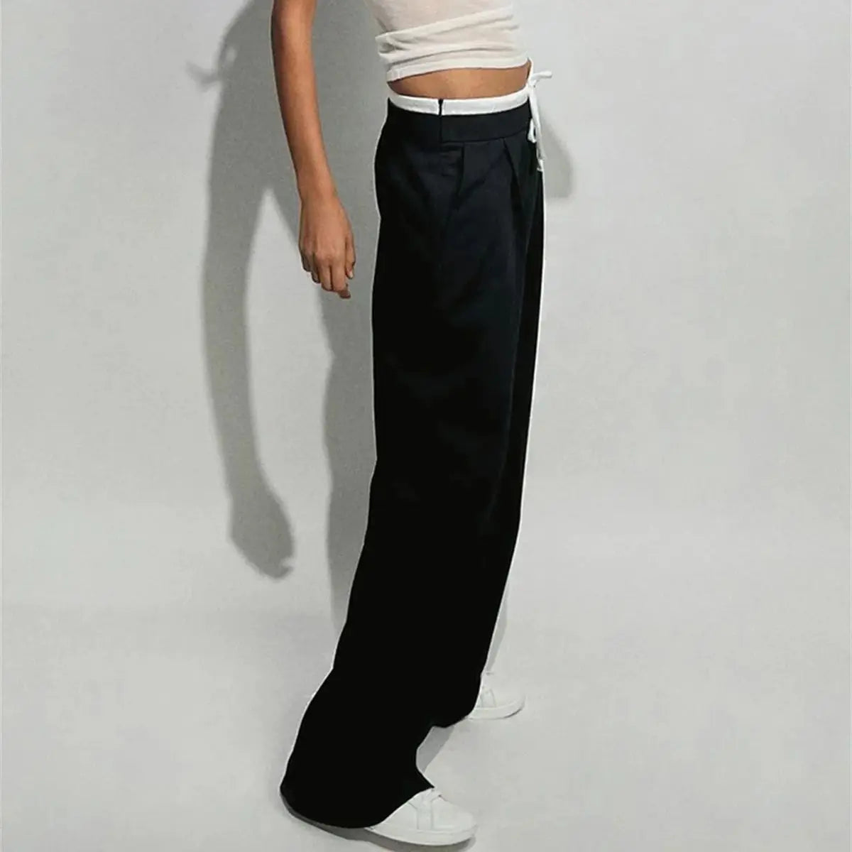 Drawstring Contrast Pants