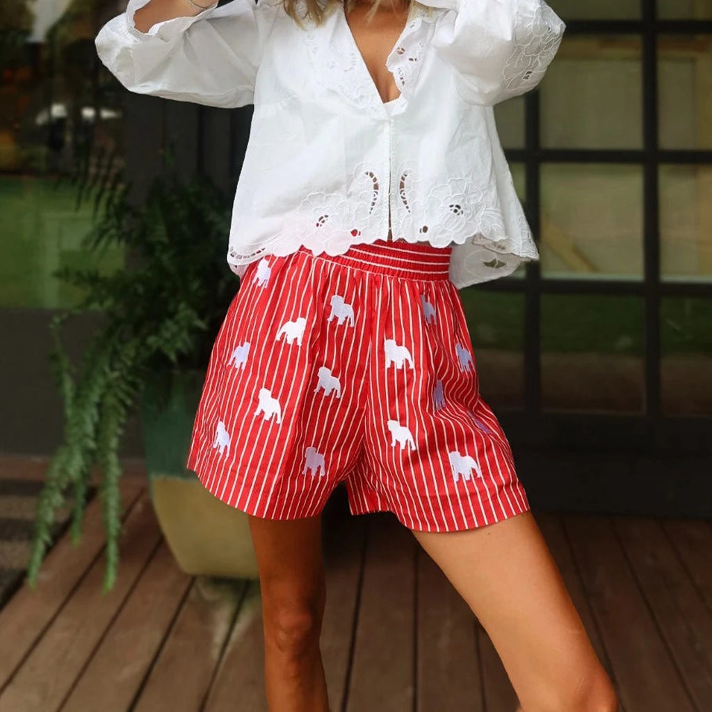 High-Waist Motif Printed Short