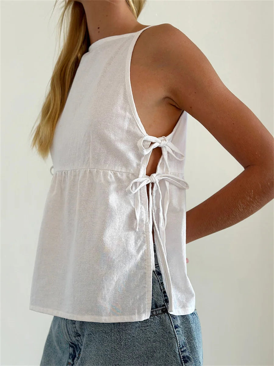 Side Lace Tie-Up Top