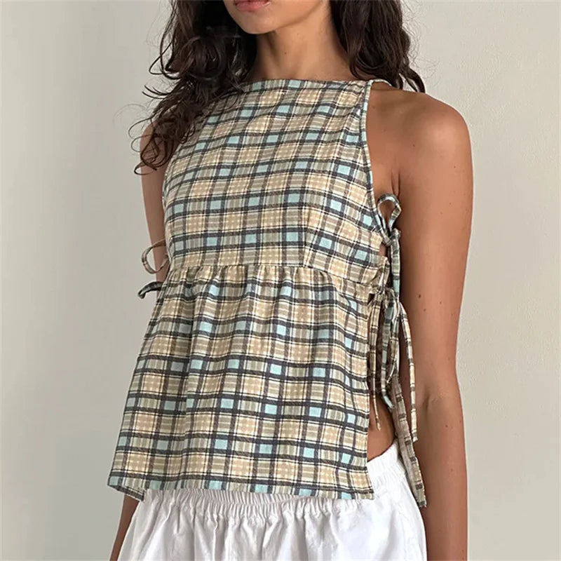 Side Lace Tie-Up Top