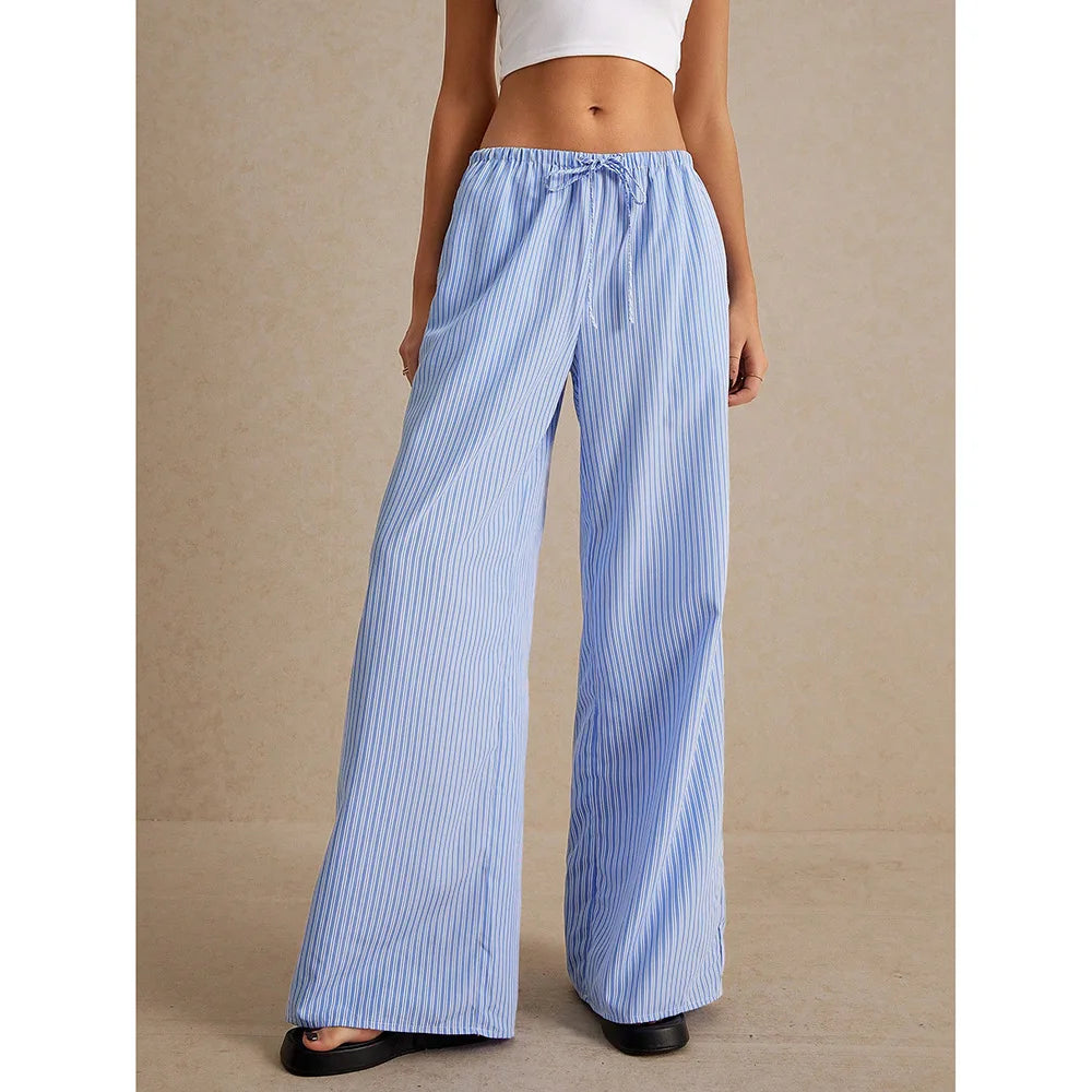 Blue Wide Leg Pull-On Pants