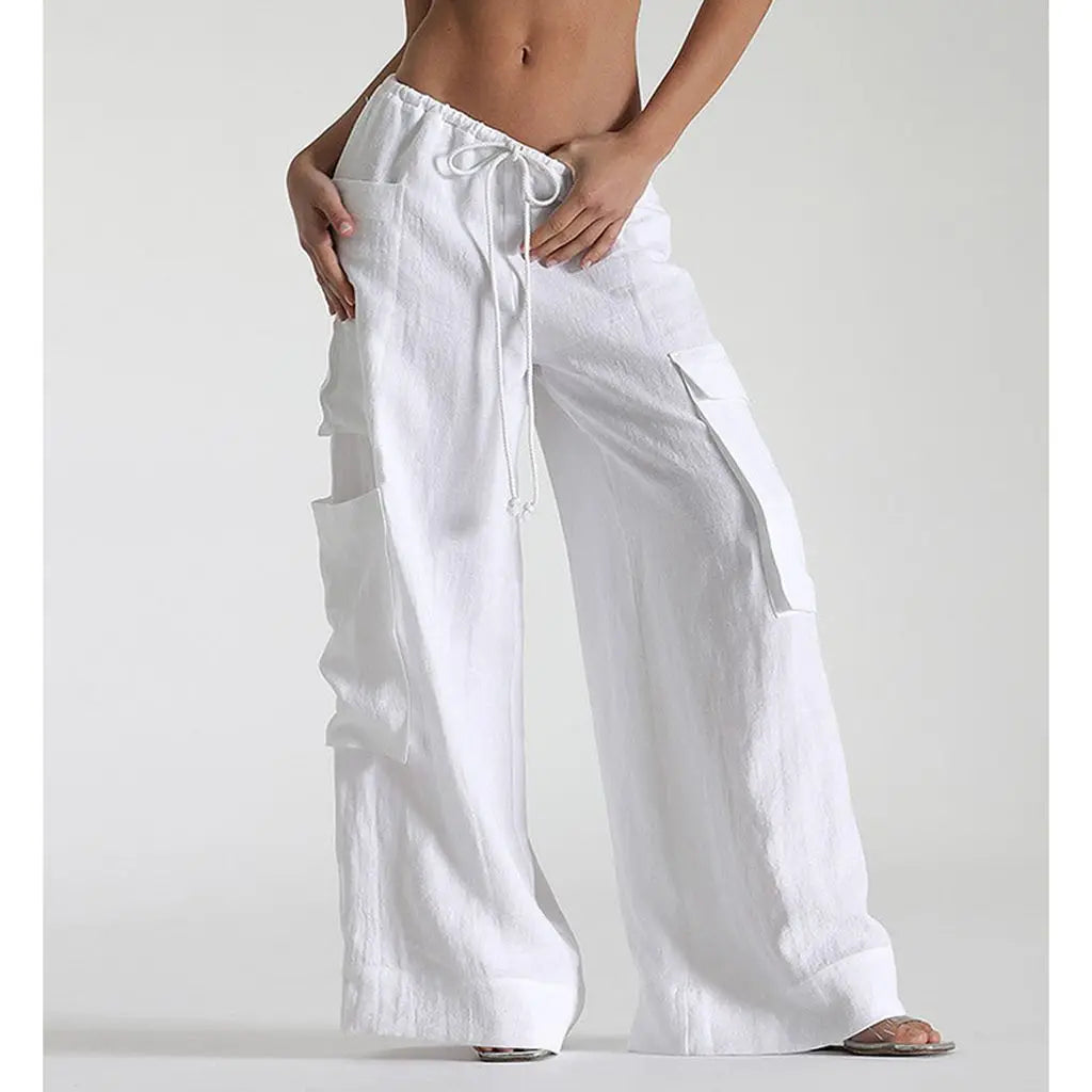 Drawstring Belt Loose Fit Pants