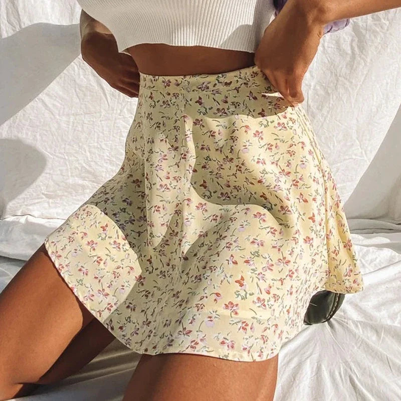 High-Waist Umbrella Floral Skirt