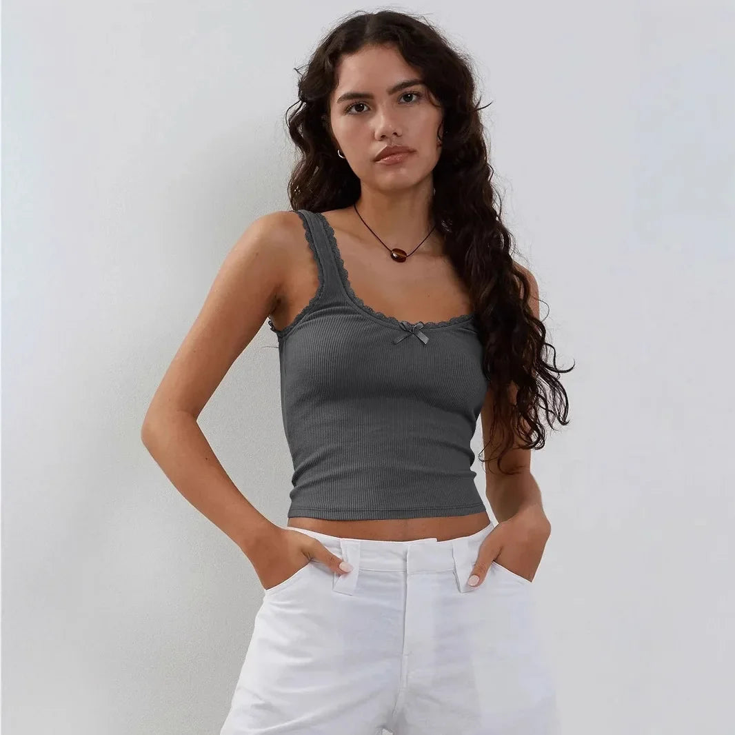Lace-Trimmed Tank Top