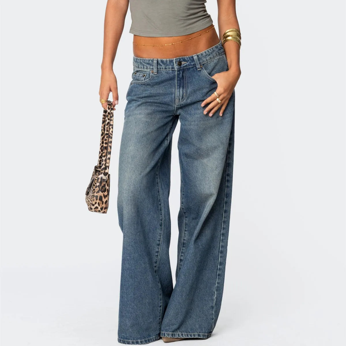 Bow Print Loose Jeans