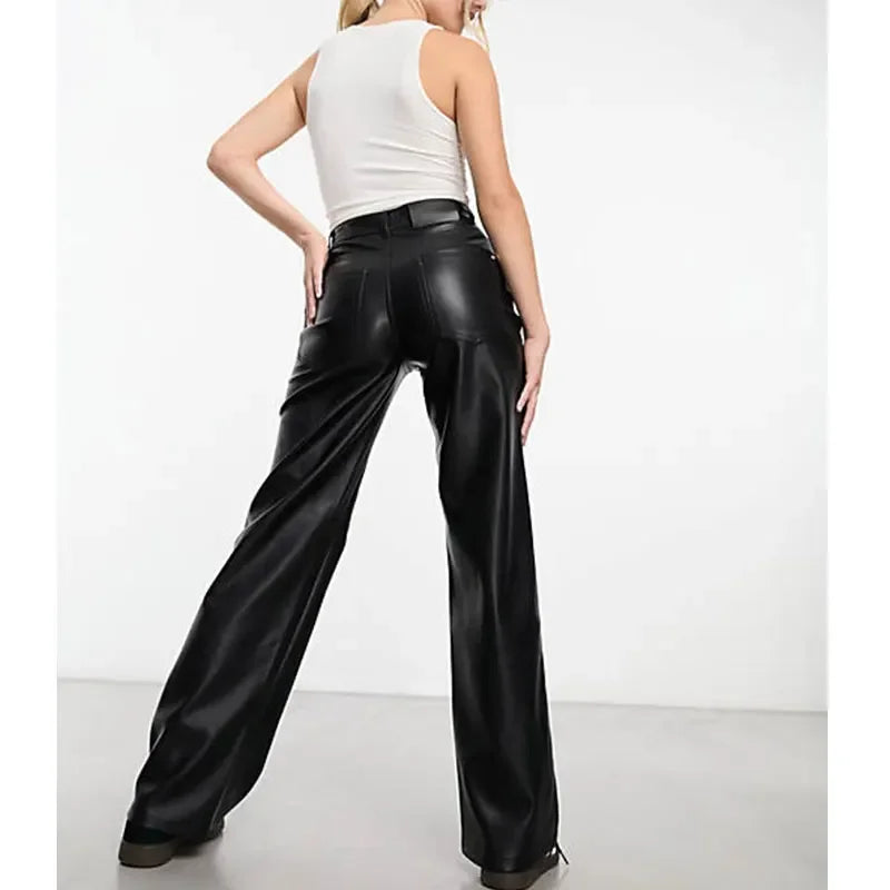 Faux Leather Straight Pants