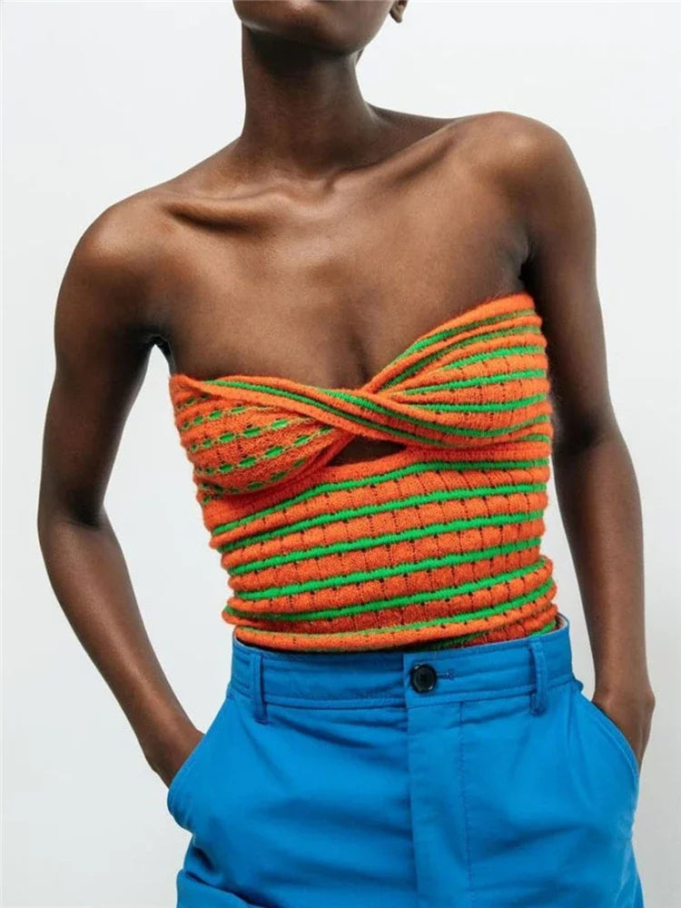 Rainbow Striped Tube Top