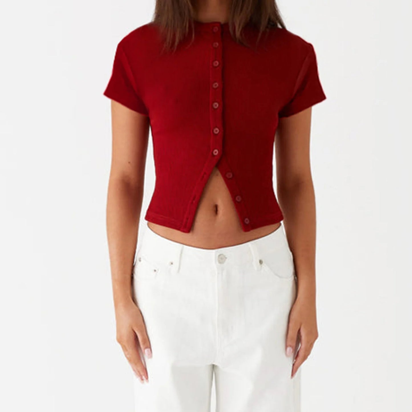 Button Short Sleeve Top