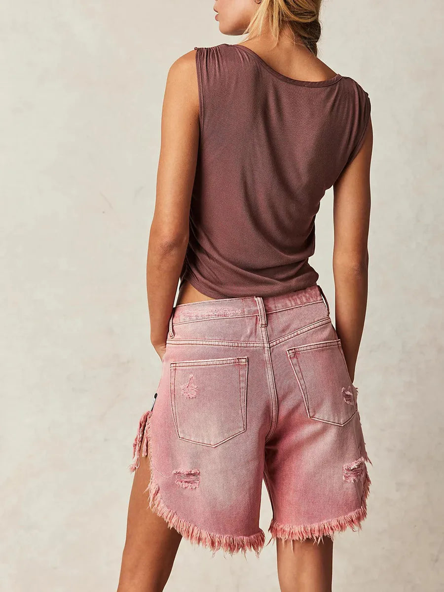 Ripped Pink Denim