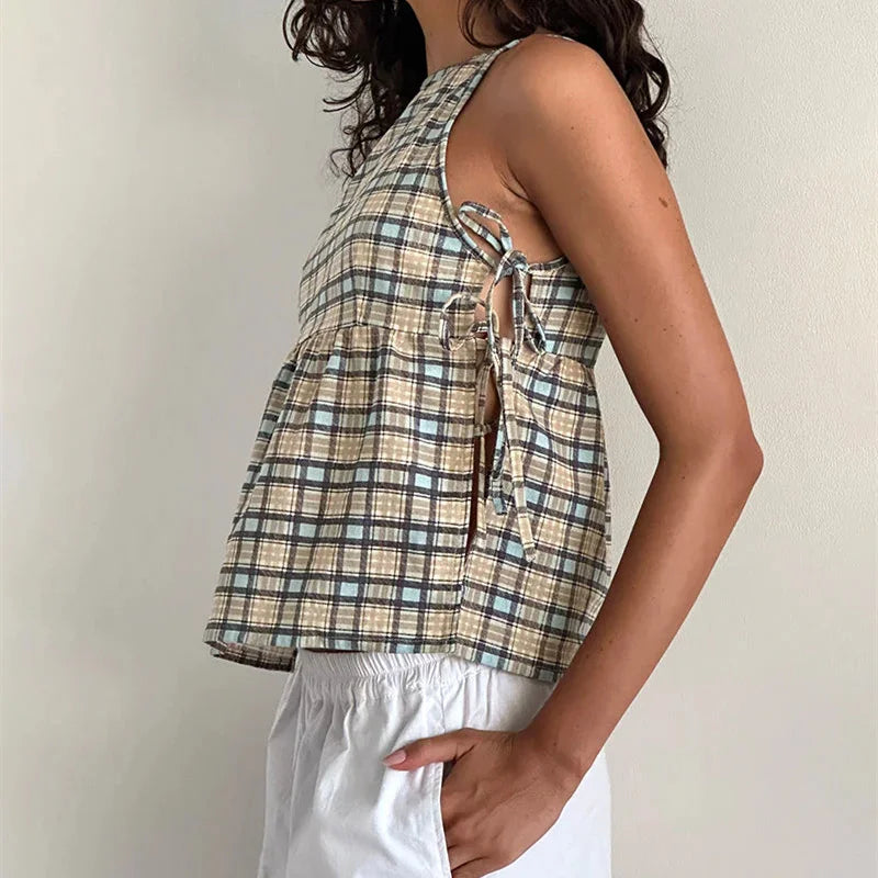 Side Lace Tie-Up Top