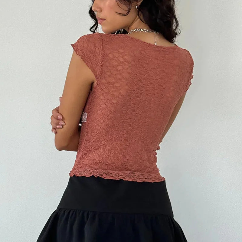Bow Flutter lace Top