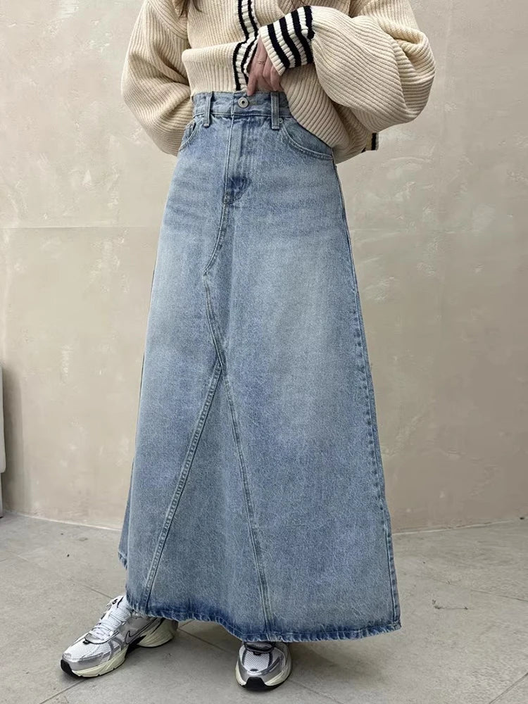 Heart Long Denim Skirt