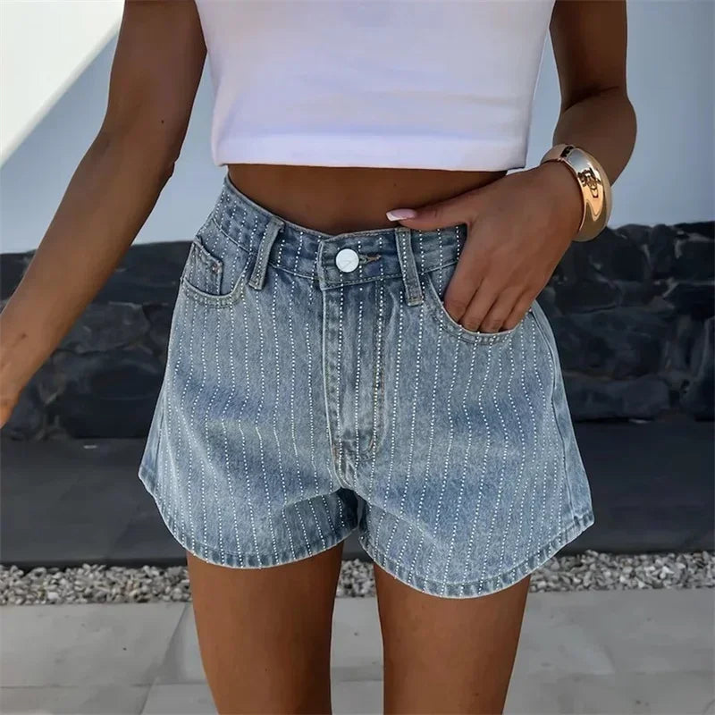 Diamond Stripe Denim Short