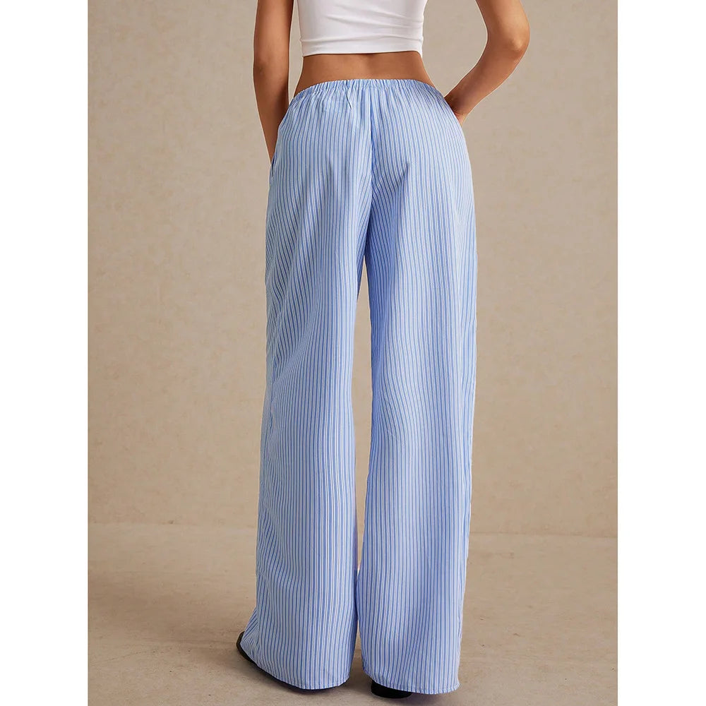 Blue Wide Leg Pull-On Pants