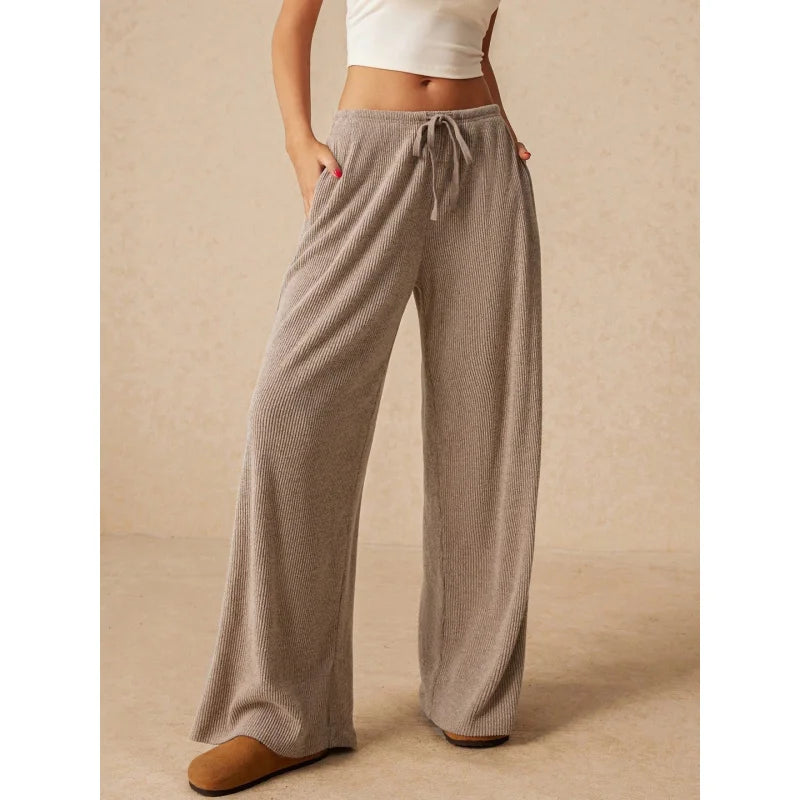 Flowy Drawstring Wide-Leg Pants