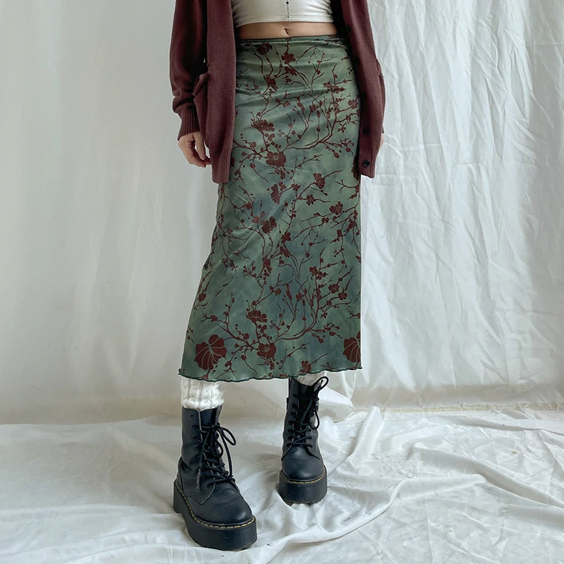 Floral Print Long Skirt