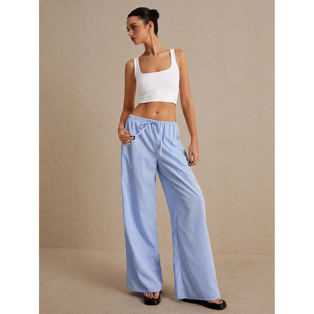 Blue Wide Leg Pull-On Pants