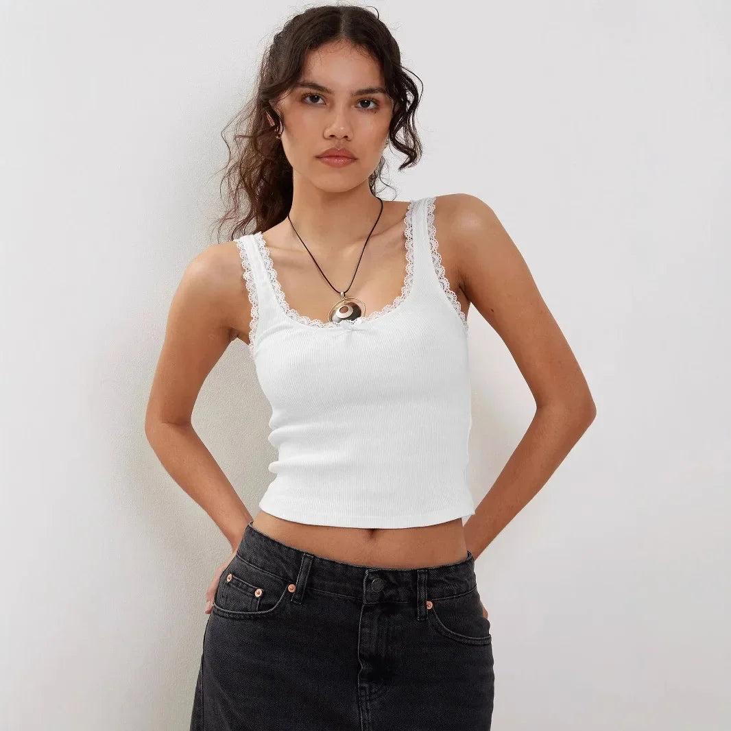 Lace-Trimmed Tank Top