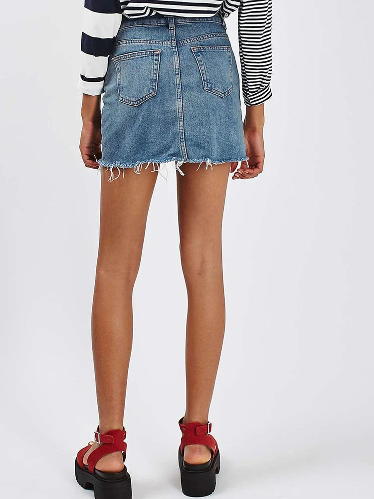Triangle Cut Denim Skirt