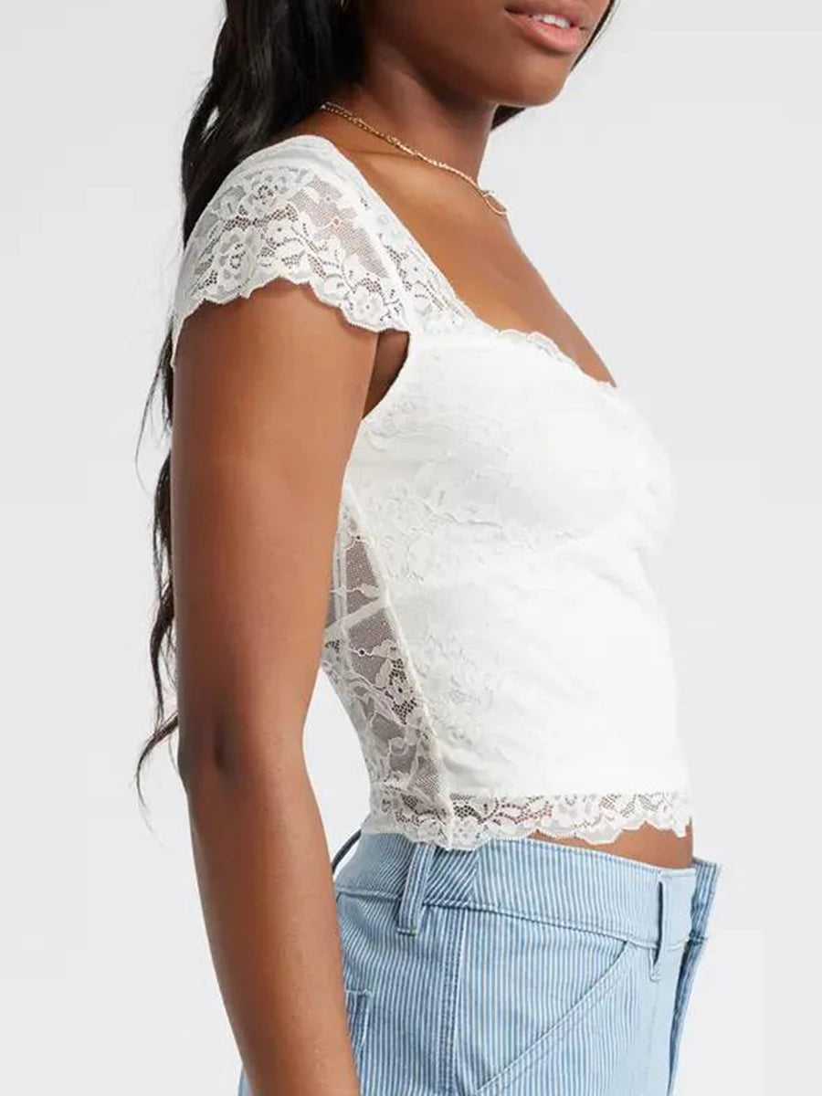 Cap Sleeve Lace Top