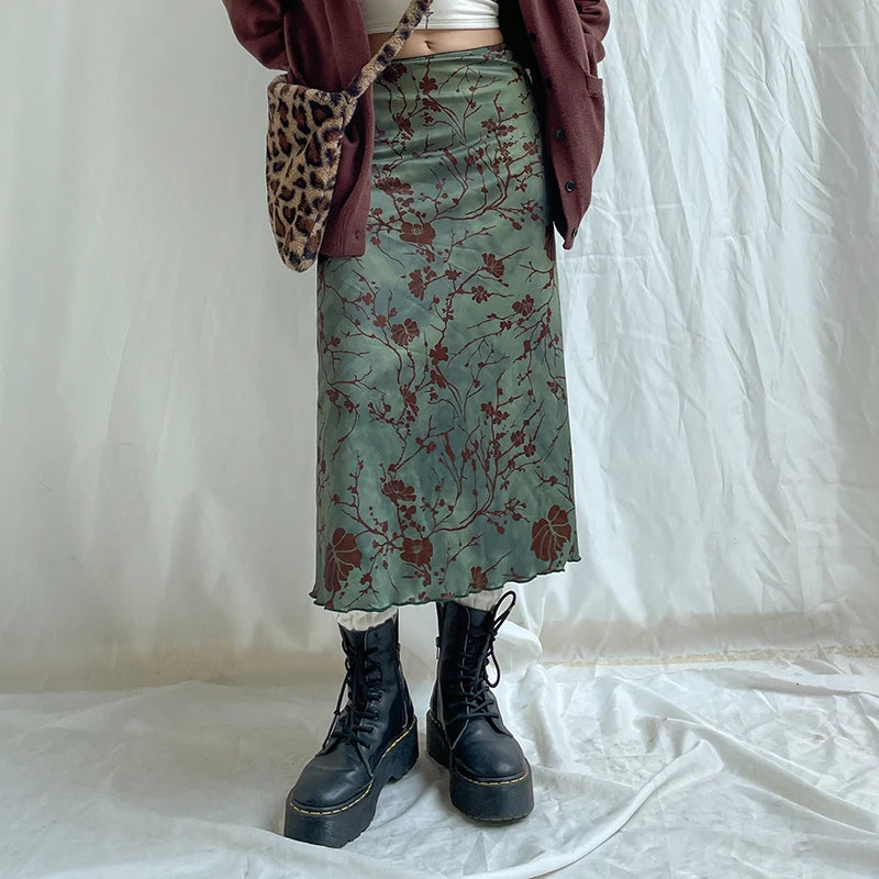 Floral Print Long Skirt