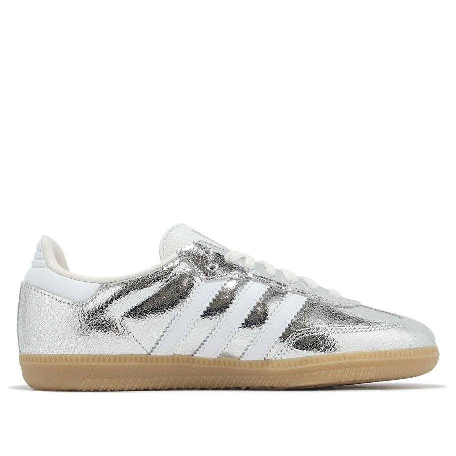 Adidas Silver Metallic Cracked Leather