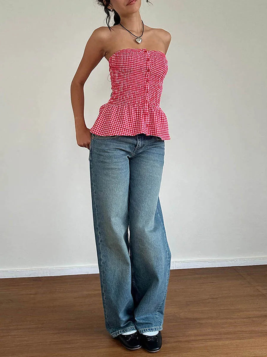 cherry gingham top