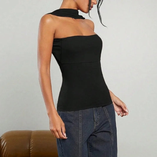 Open Back Draped Scarf Top