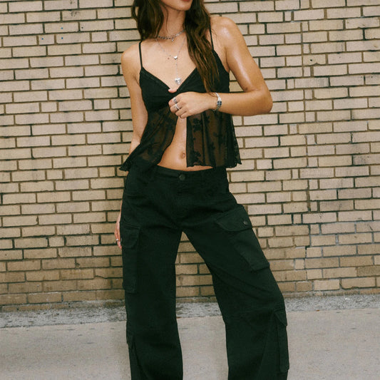 Split Front Tie-Up Crop Top