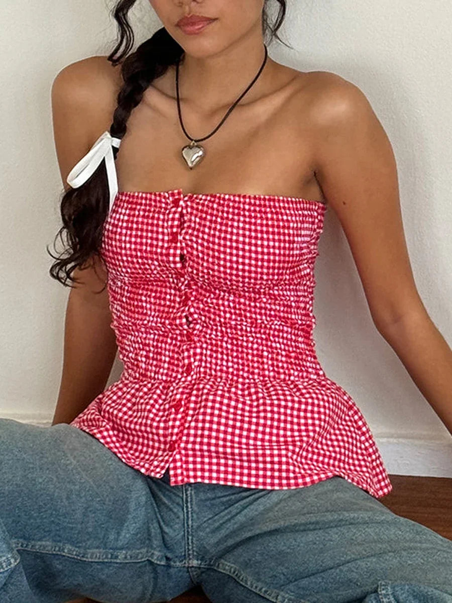 cherry gingham top