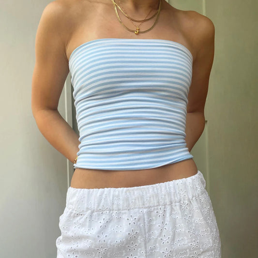 Strapless Light Blue Tupe Top