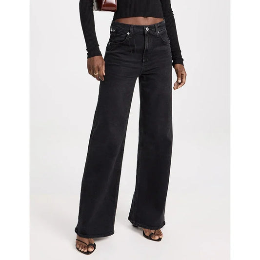 Black Comfort Wide Leg Jeans