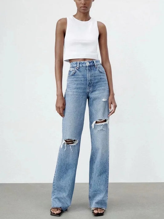 Ripped High-Waist Jeans
