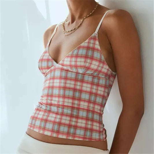 Plaid Mesh Cami