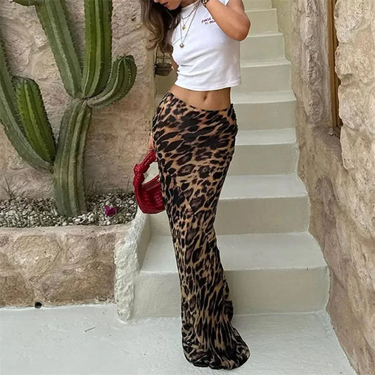 Leopard Print Long Skirt