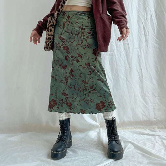 Floral Print Long Skirt