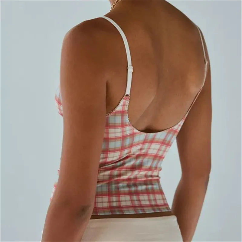 Plaid Mesh Cami