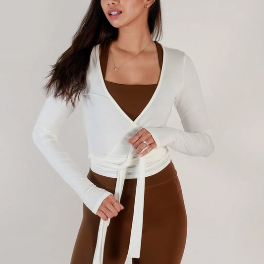 V-Neck Long-Sleeve Wrap Top